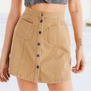 BDG Khaki Button Mini Skirt